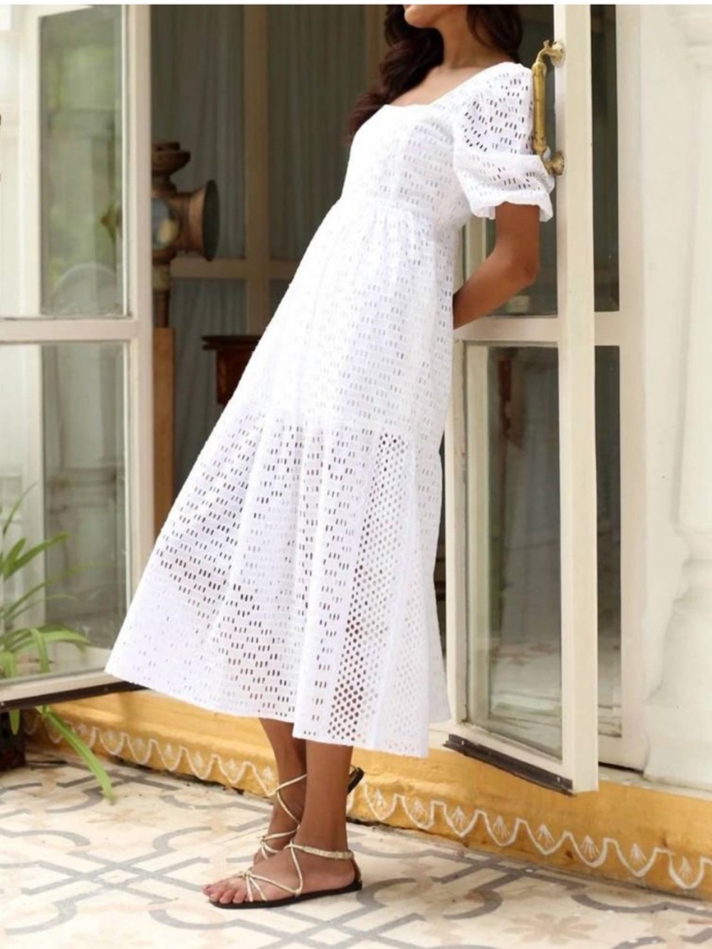 Monsoon and Beyond Estella Midi Dress in Embroidered White Women’s Size Medium